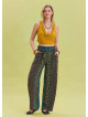 Navy Blue Harem Trousers with Elastic Waist Belt Detail 4572